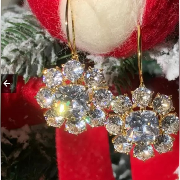 🎁Huge 24.6 ctw lab White Sapphire Flower Drop Earrings.  Art Deco vintage style - Picture 12 of 15